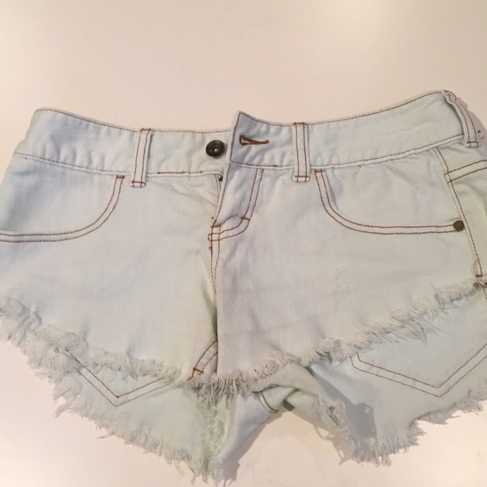 Washed out mint blue Billabong jean shorts